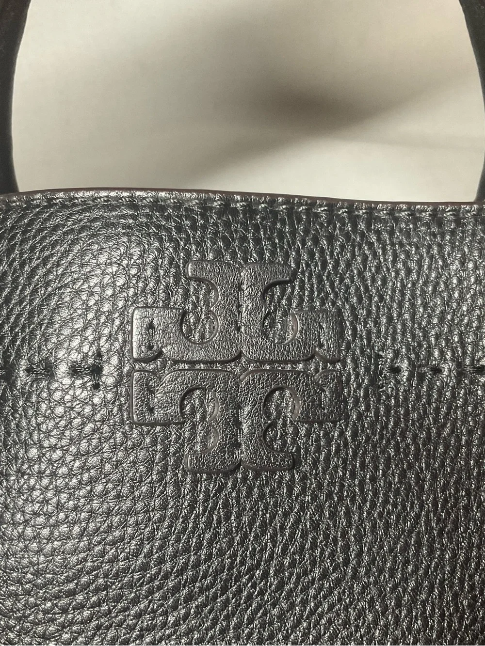 Tory Burch McGraw Triple Compartment Black Leather Satchel Bag